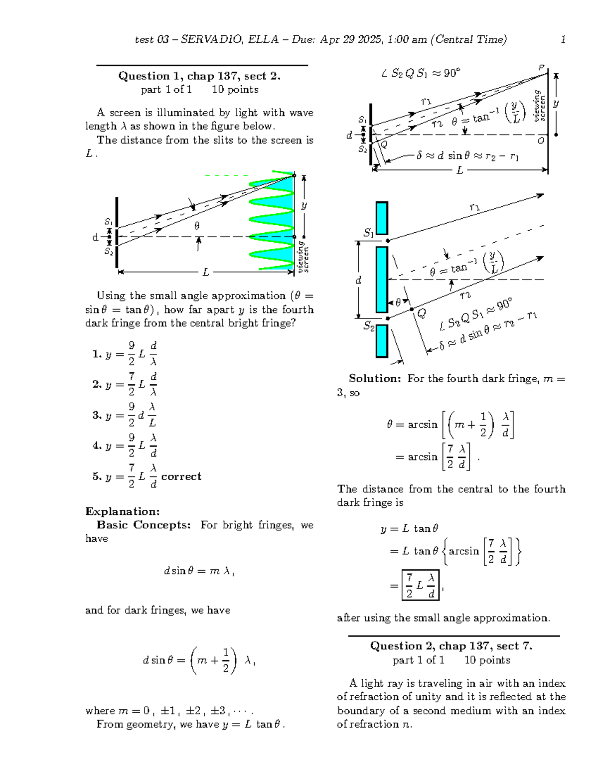 Final Exam Study Guide for Physics 101: Special Relativity & Optics ...