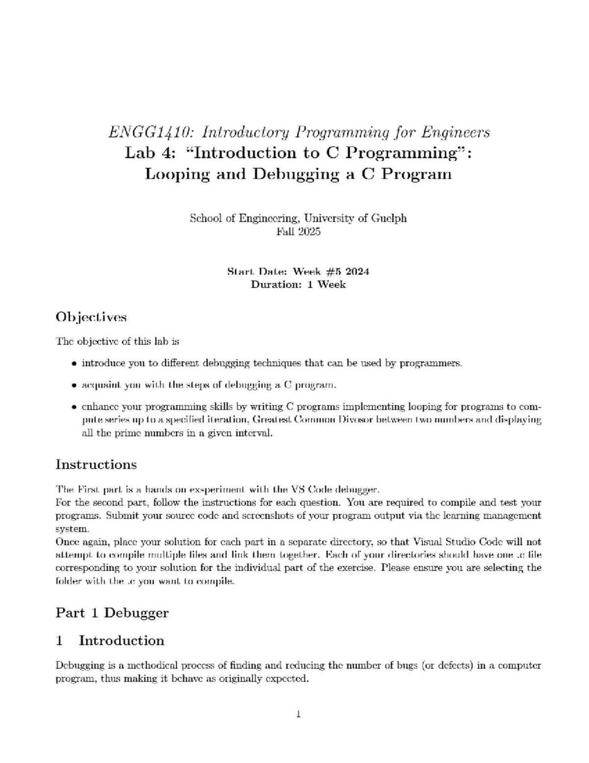 ENGG1410: Lab 4 - Debugging Techniques in C Programming - Studocu