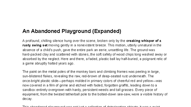 An Abandoned Playground: A Poignant Reflection on Neglect - Studocu