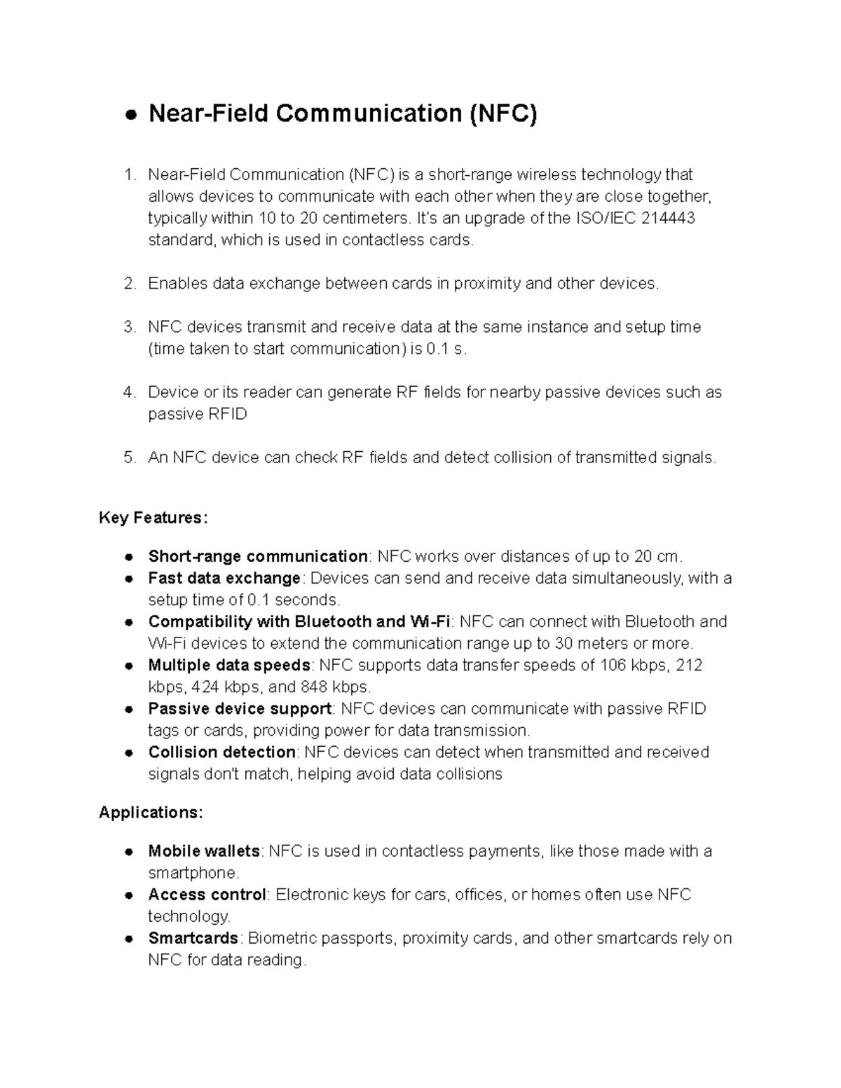 NFC & RFID Technology Overview - Essential Notes for Course 2023 - Studocu