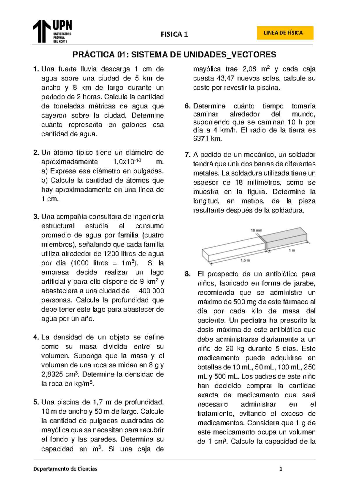 FISICA 1: LINEA DE FISICA PRACTICA 01 - PROBLEMAS Y SOLUCIONES - Studocu