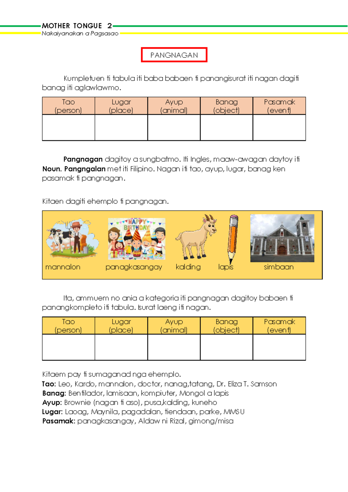 MT 2: Pangnagan ken Silaba - Ilokano Language Study Guide - Studocu