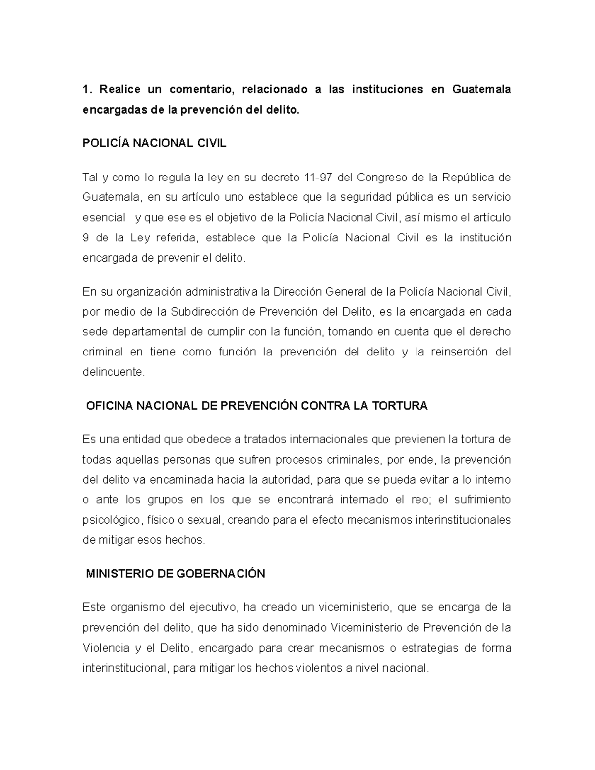 Instituciones de Prevención del Delito en Guatemala: Análisis Actual ...