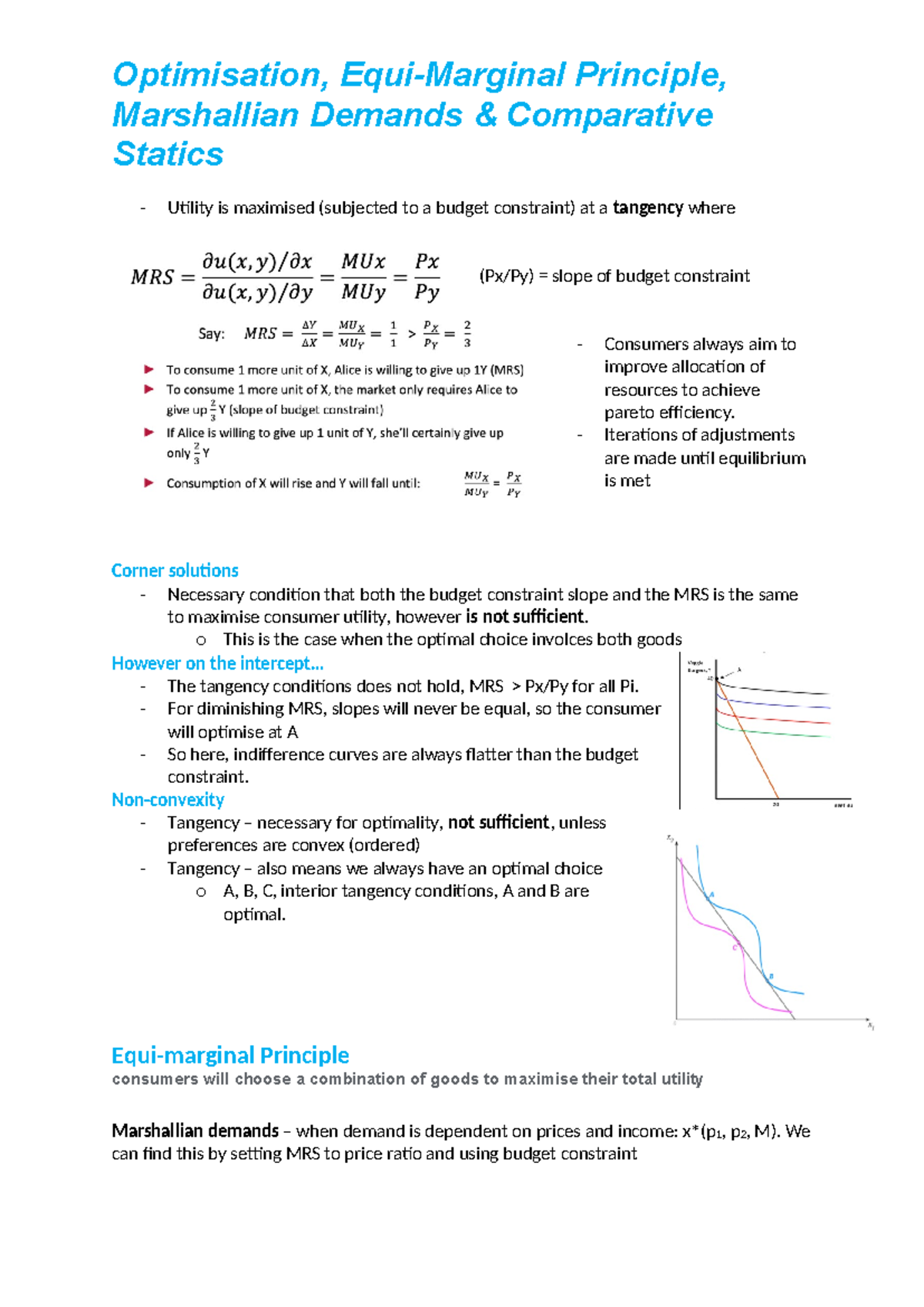 EC109 - Lecture 4: Optimisation, Equi-Marginal Principle & Marshallian ...