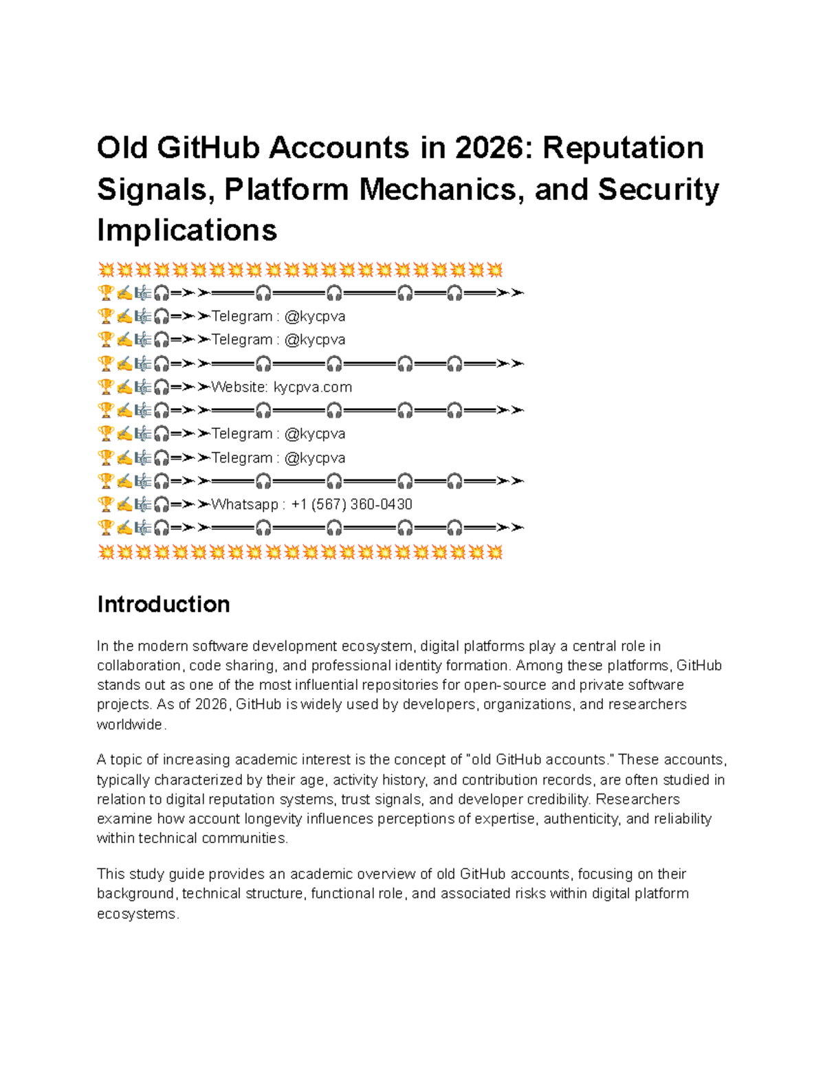 Old GitHub Accounts in 2026: Insights on Reputation & Security - Studocu
