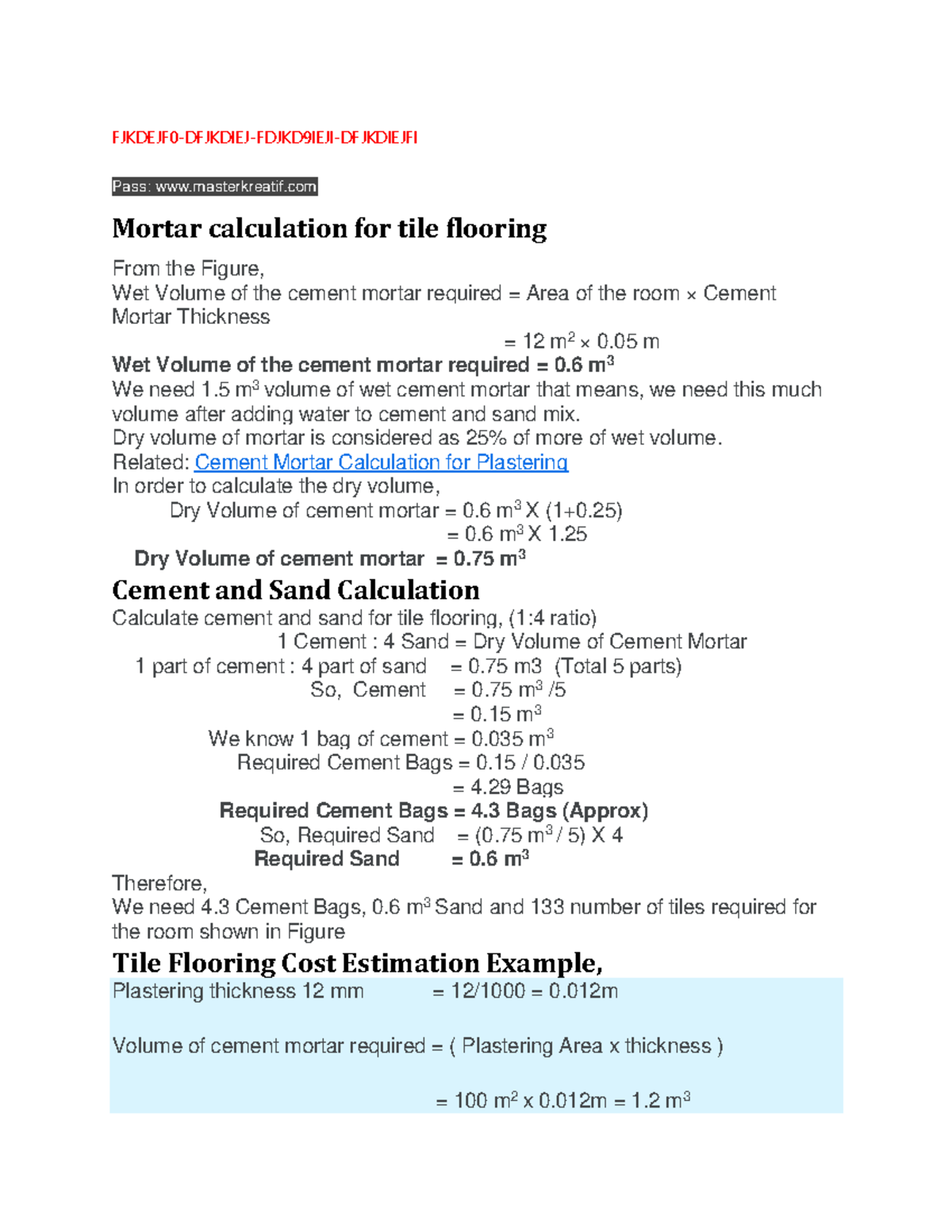 Mortar Calculation for Tile Flooring: Volume & Material Estimation ...