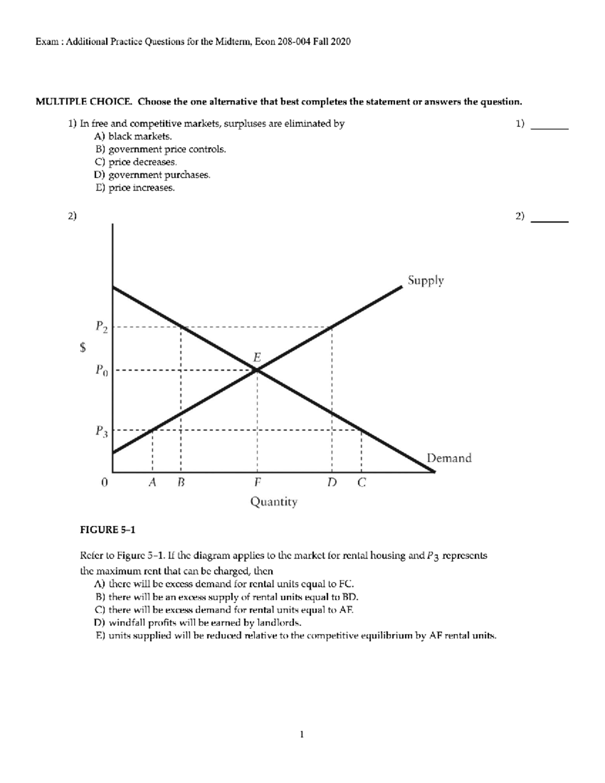 Additional Practice Questions - Fall 2024 - ECON-208-004 ...