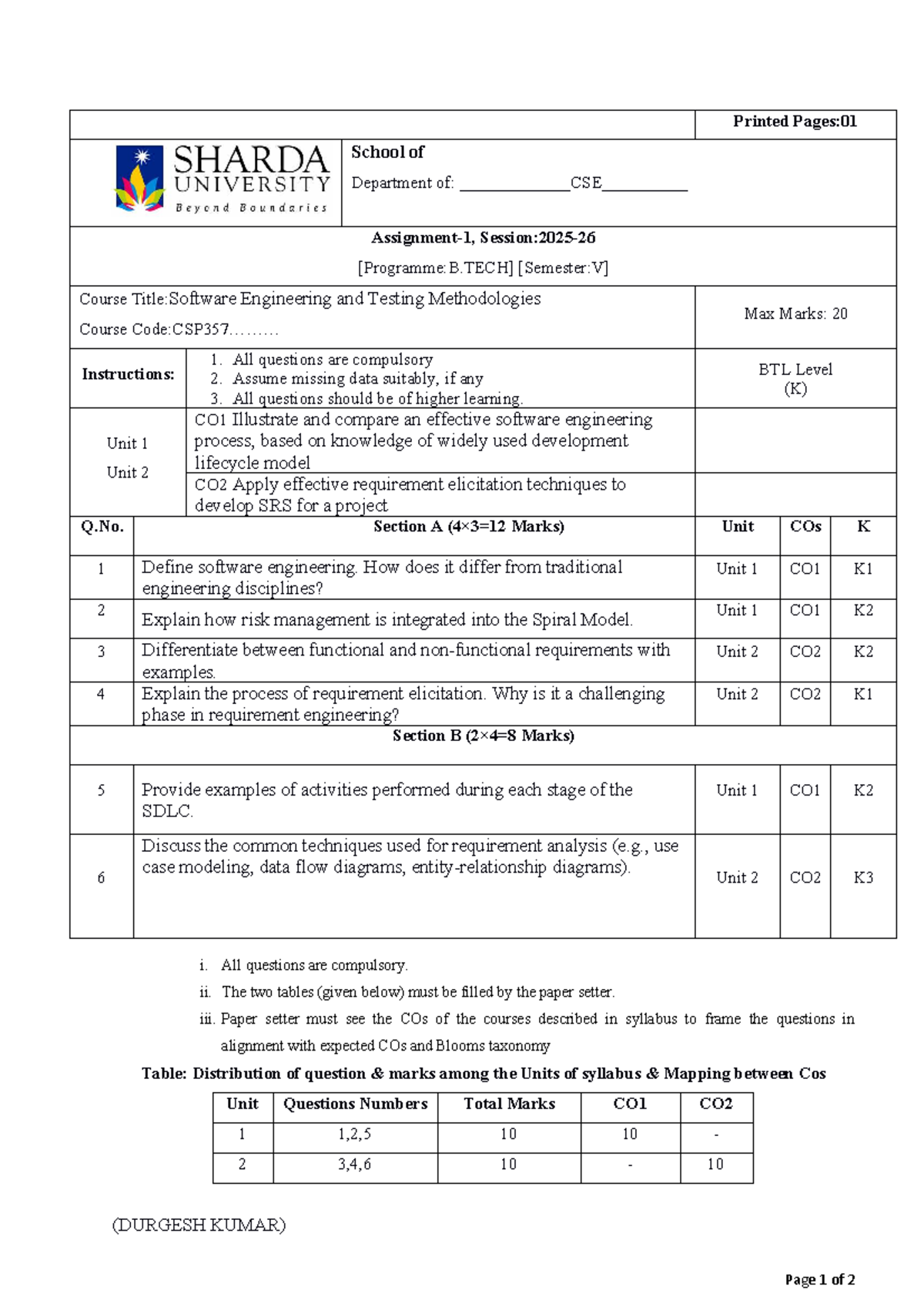 CSP357 - Software Engineering & Testing Methodologies Assignment 1 ...