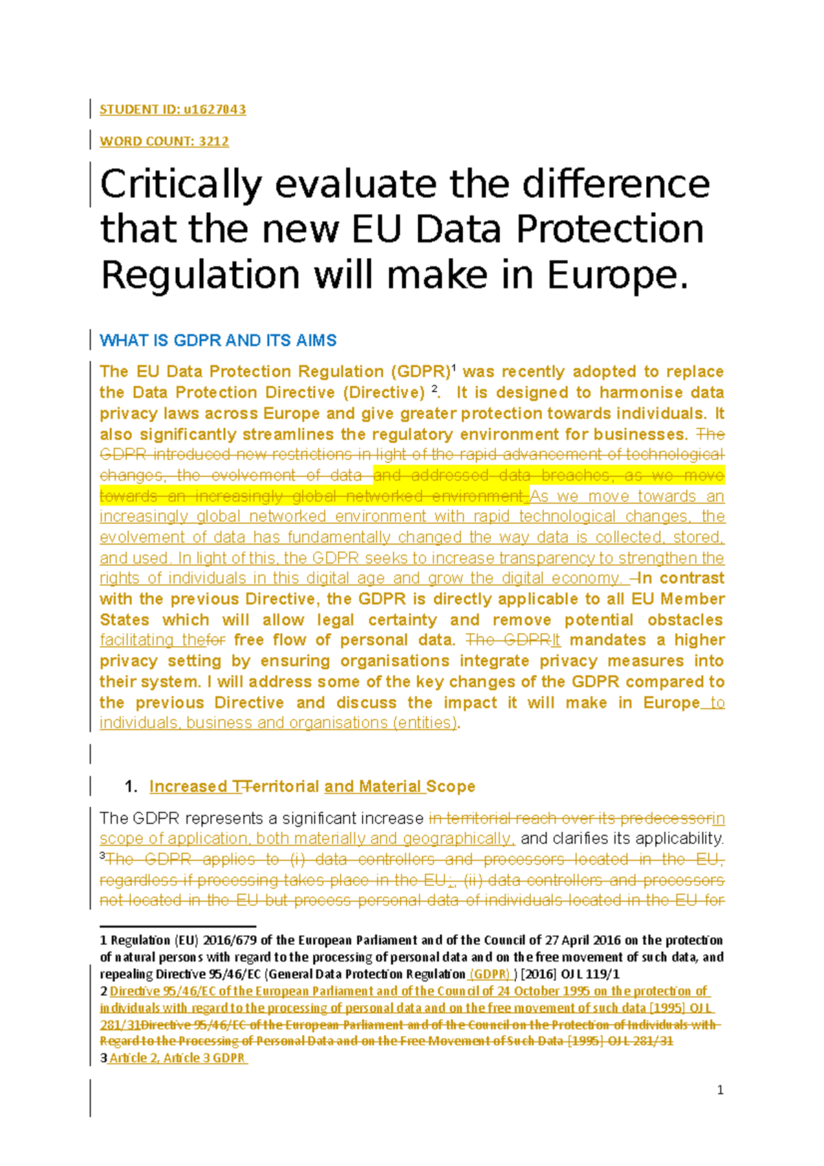 EU GDPR Data Protection: Critical Analysis Essay on Reforms - Studocu