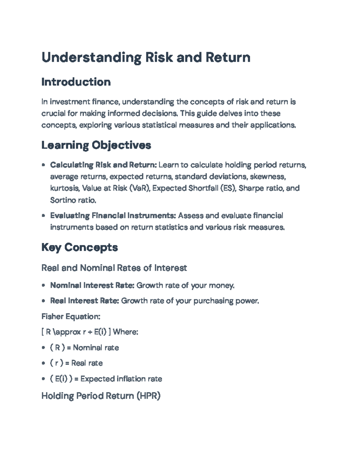 Understanding Risk and Return in Investment Finance: A Comprehensive ...