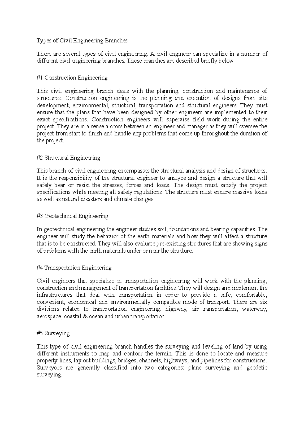 Branches of civil engineering - Types of Civil Engineering Branches ...