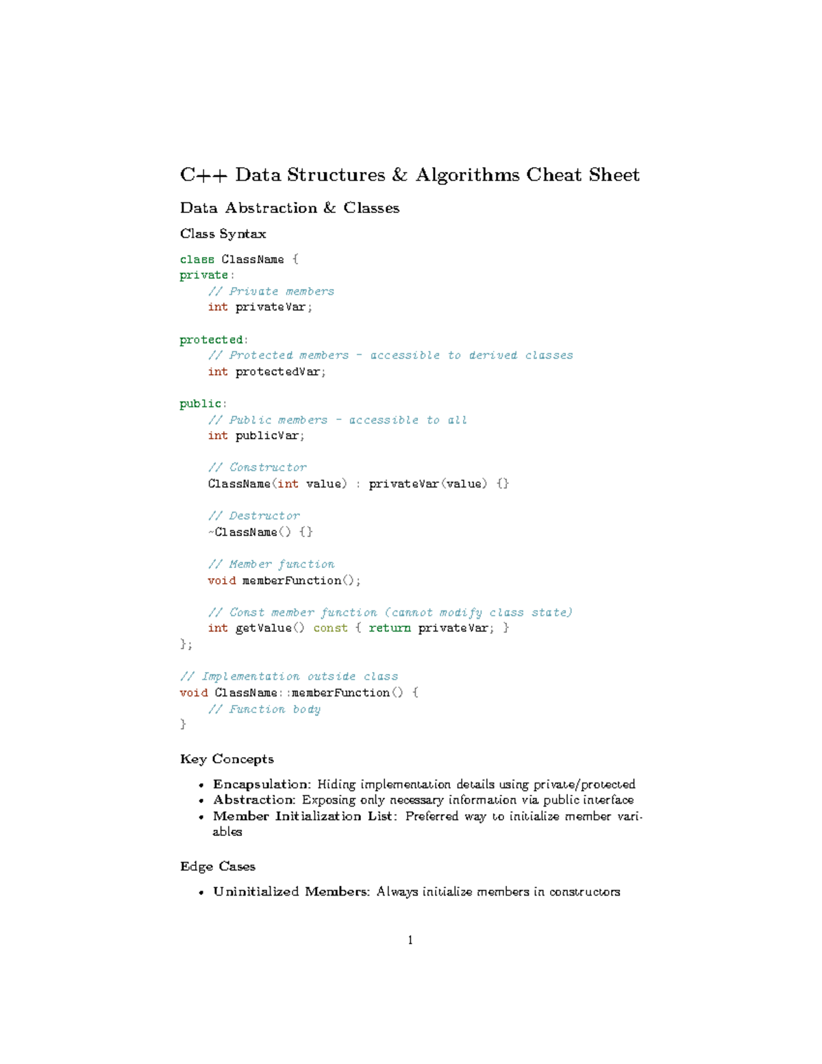 Data Structures & Algorithms Cheat Sheet (CS101) - Studocu