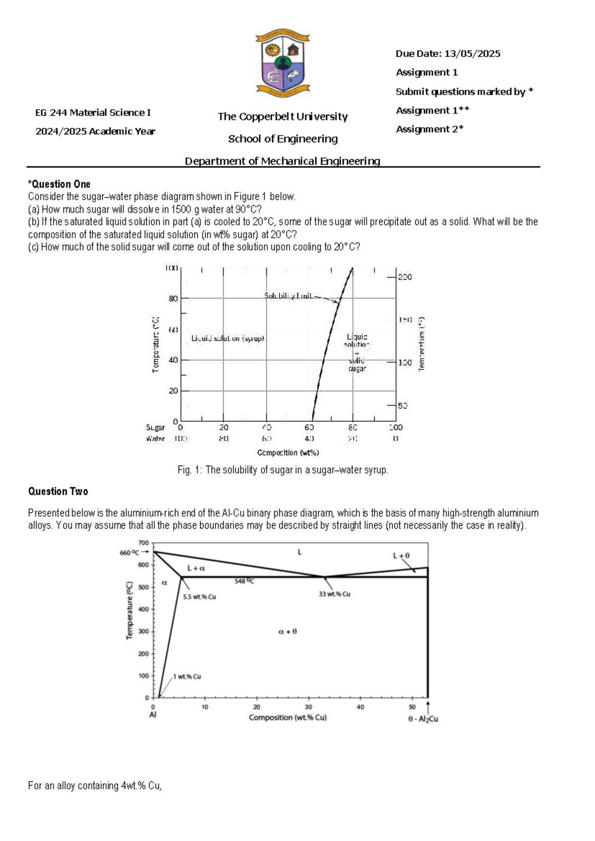 EG 244 Material Science I: Assignment 1 & 2 Exam Questions - Studocu