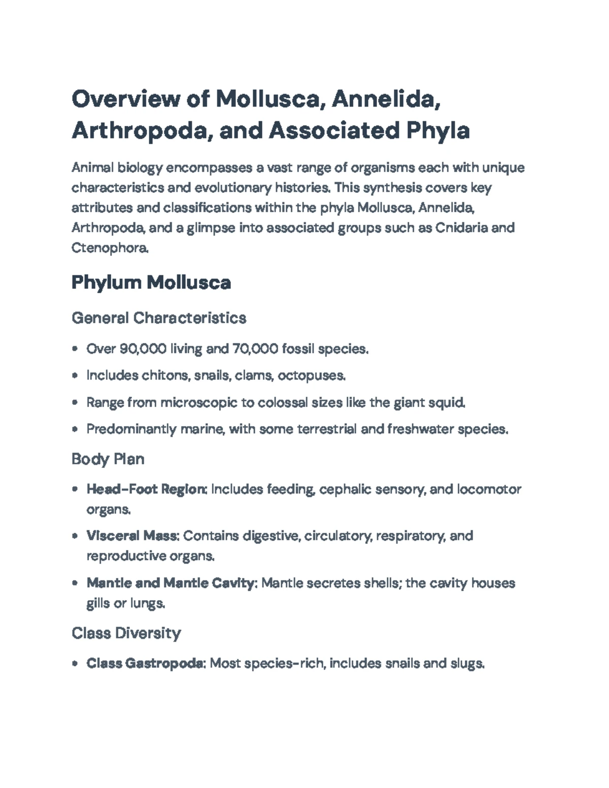 Phylum Mollusca, Annelida & Arthropoda: Diversity Insights and Overview ...
