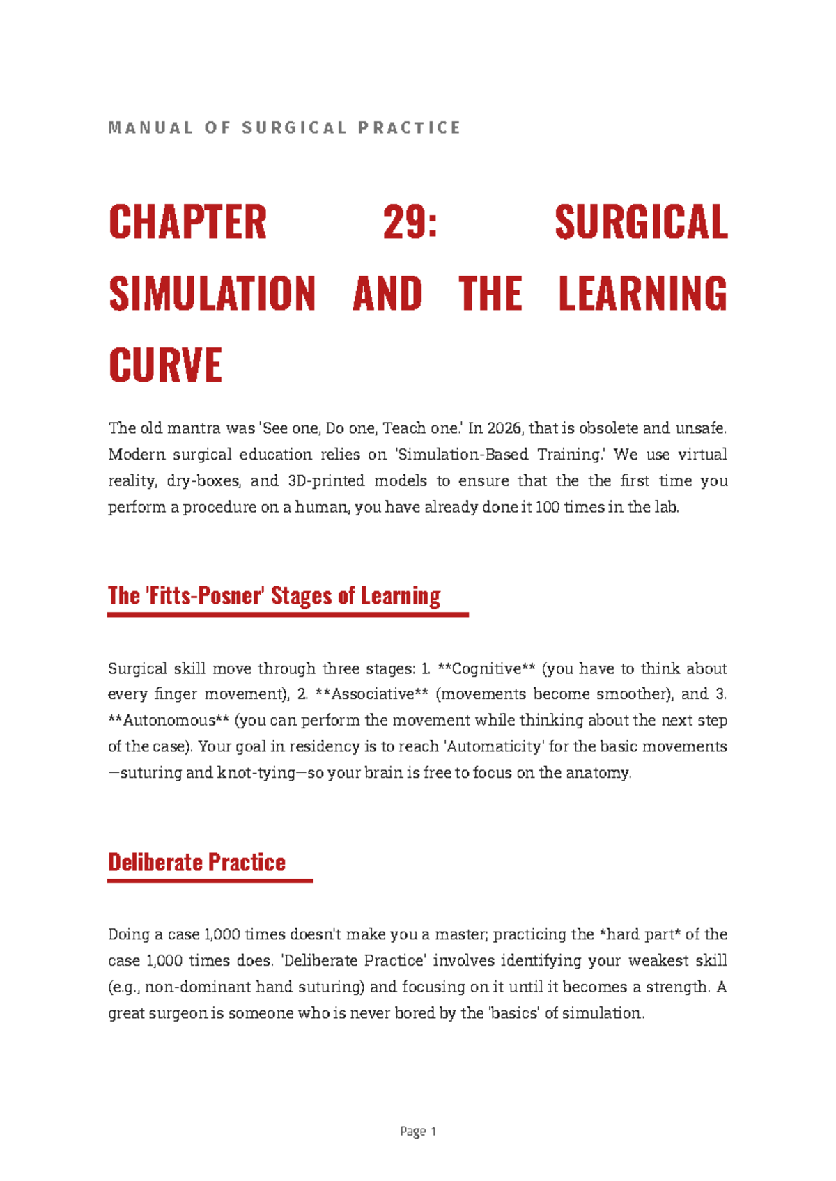MANUAL OF SURGICAL PRACTICE: CH29 - Surgical Simulation & Learning ...