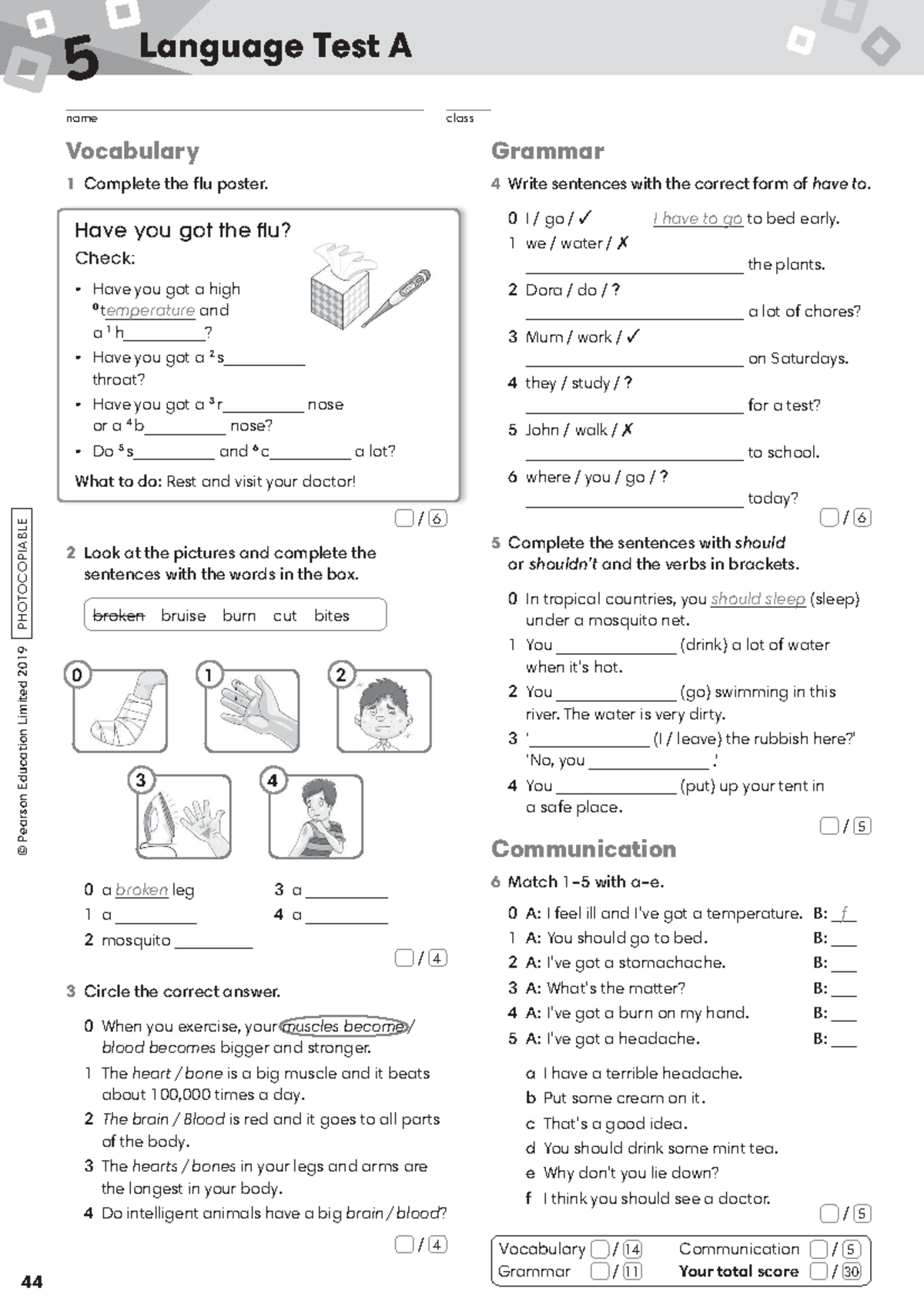 Language Test A 5 - Vocabulary and Grammar Practice - Studocu