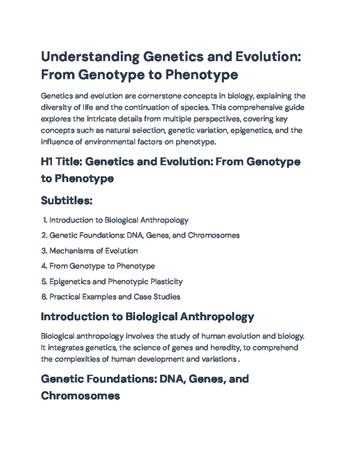Genetics and Evolution: Comprehensive Study Guide on Key Concepts ...