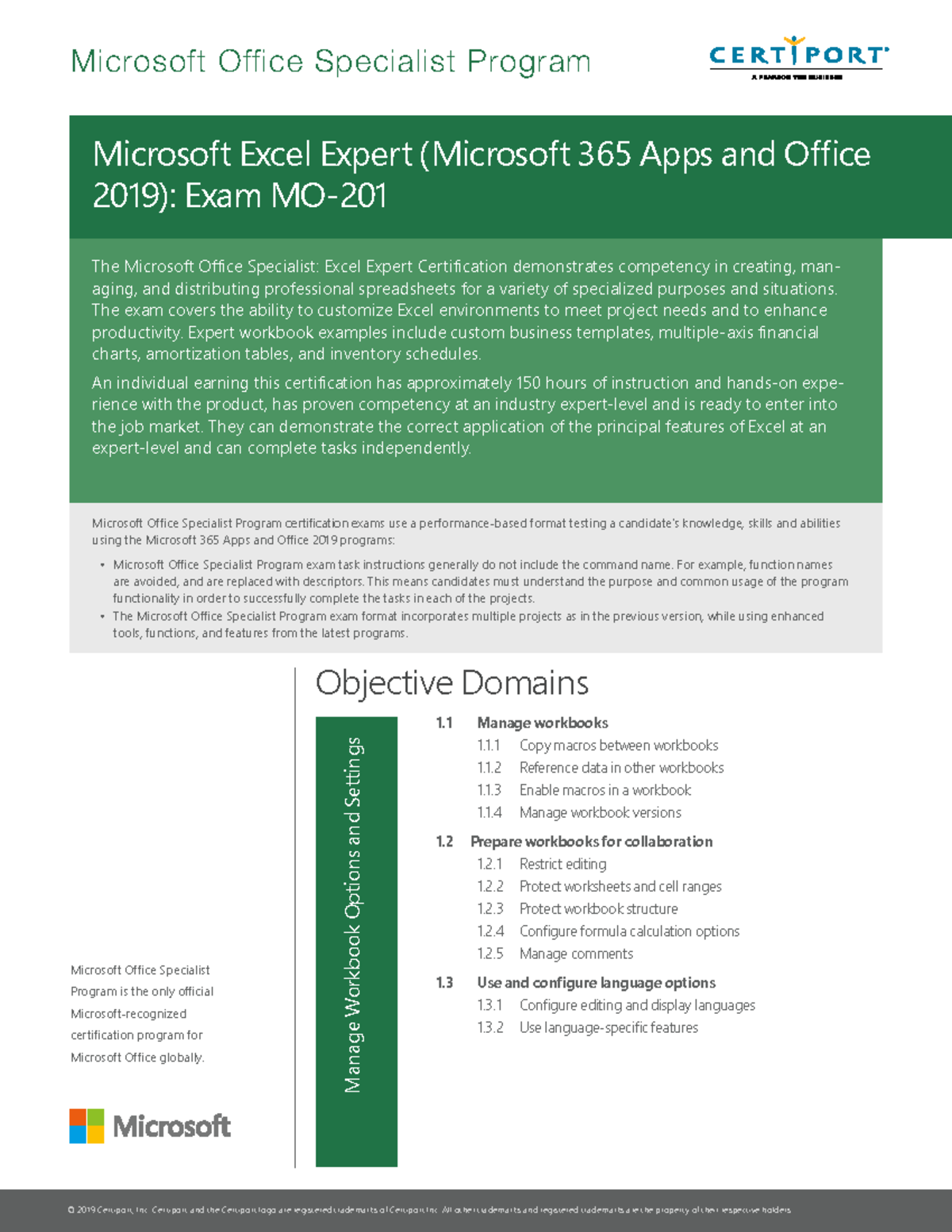 MOS OD Excel Expert 1220: Microsoft 365 & Office 2019 Exam Guide - Studocu