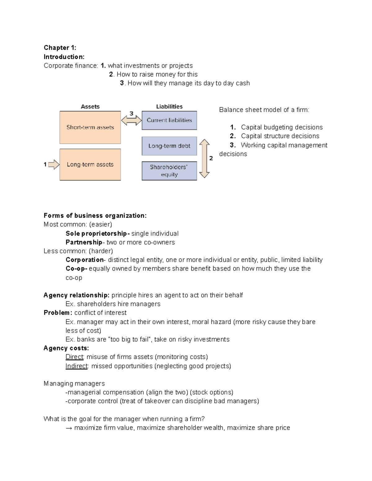Chapter 1 & 5: Corporate Finance Overview - 2FA3 Notes - Studocu