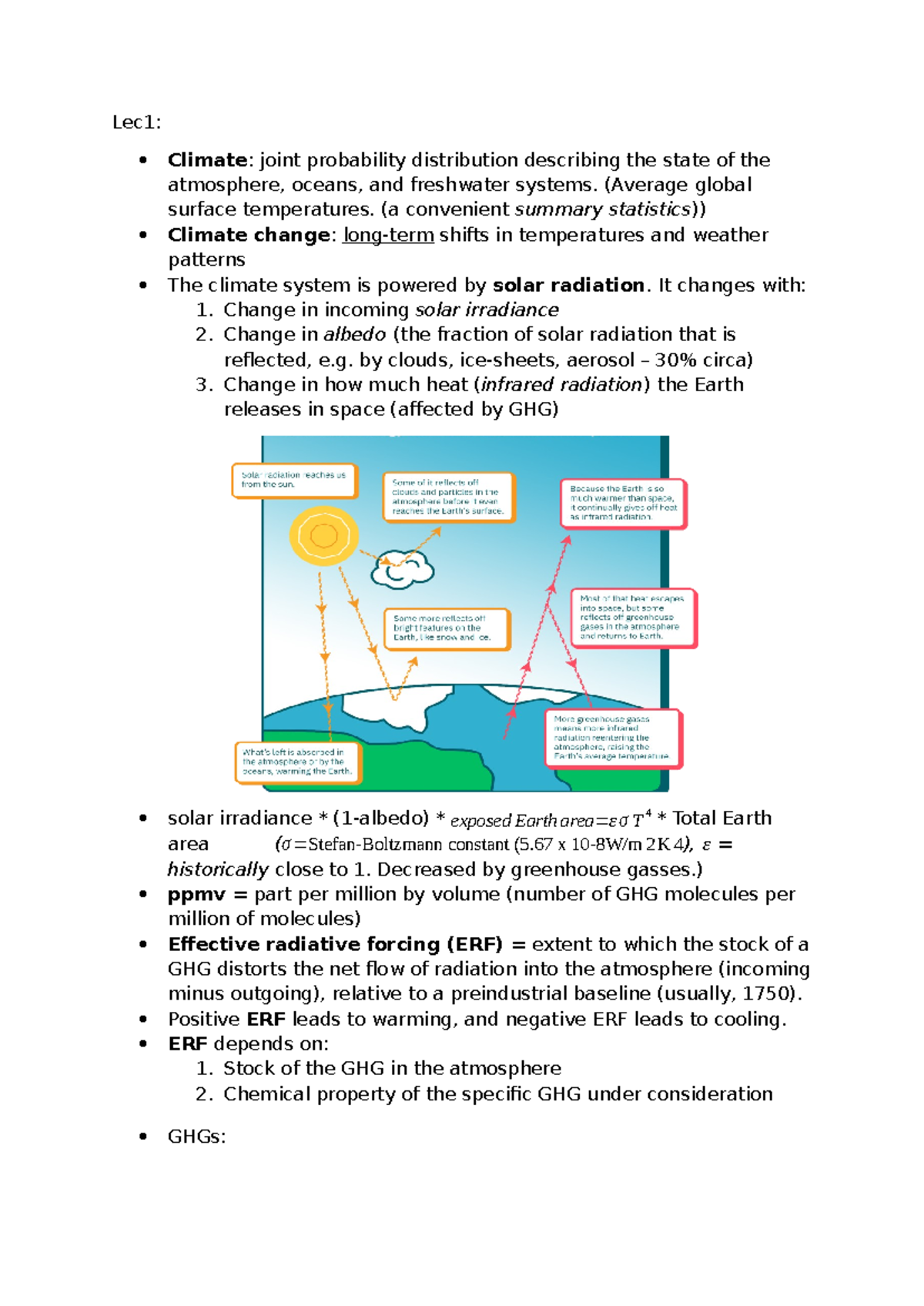 Climate Economics - Lecture 1-3 Summary Notes - Studeersnel
