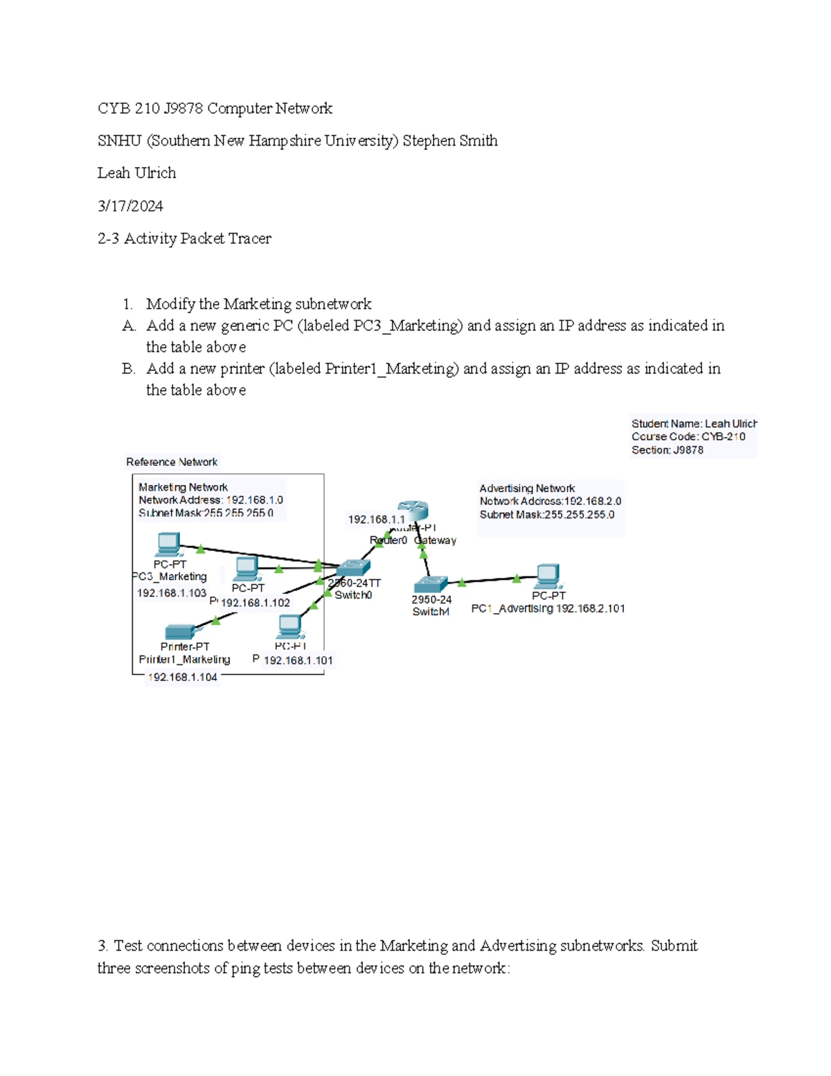 CYB 210 Module 4 Network Configuration Scavenger Hunt Guide - Studocu