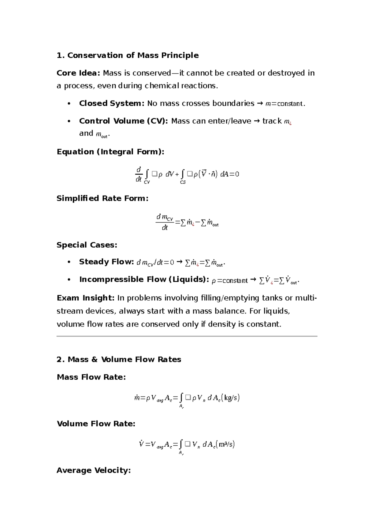 MECH 2310 Lecture Notes: Conservation of Mass & Energy Principles - Studocu
