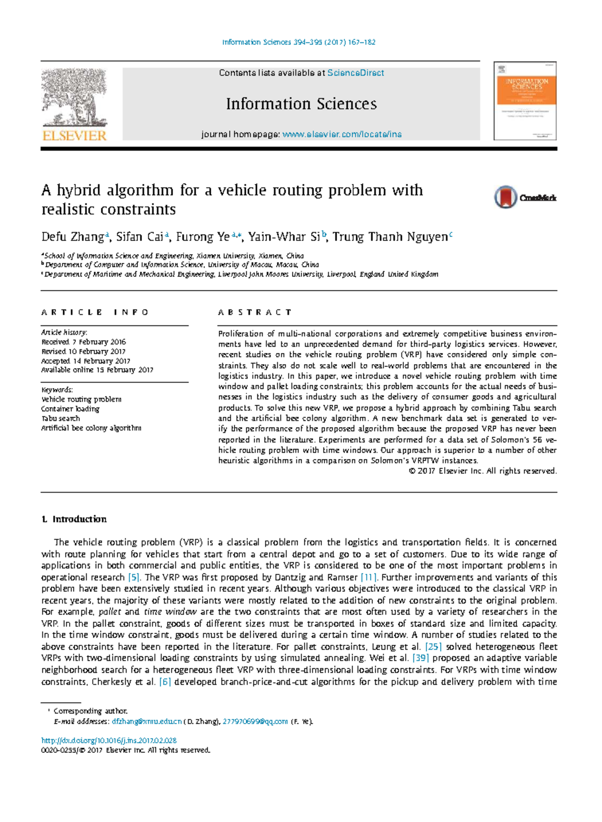 A Hybrid Algorithm for Vehicle Routing Problem with Time Windows and ...