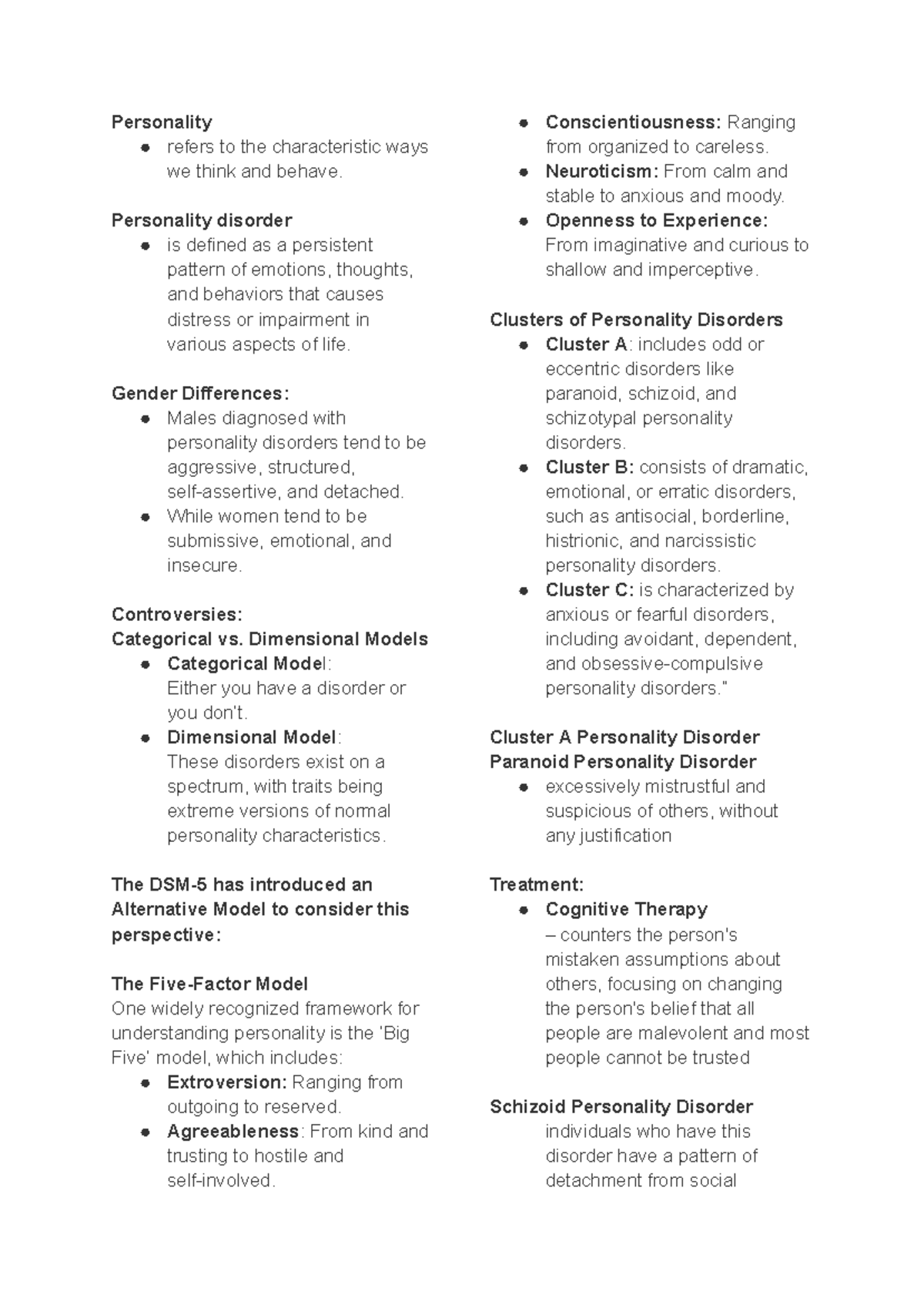 Chapter 12 Personality Disorders - Personality refers to the ...
