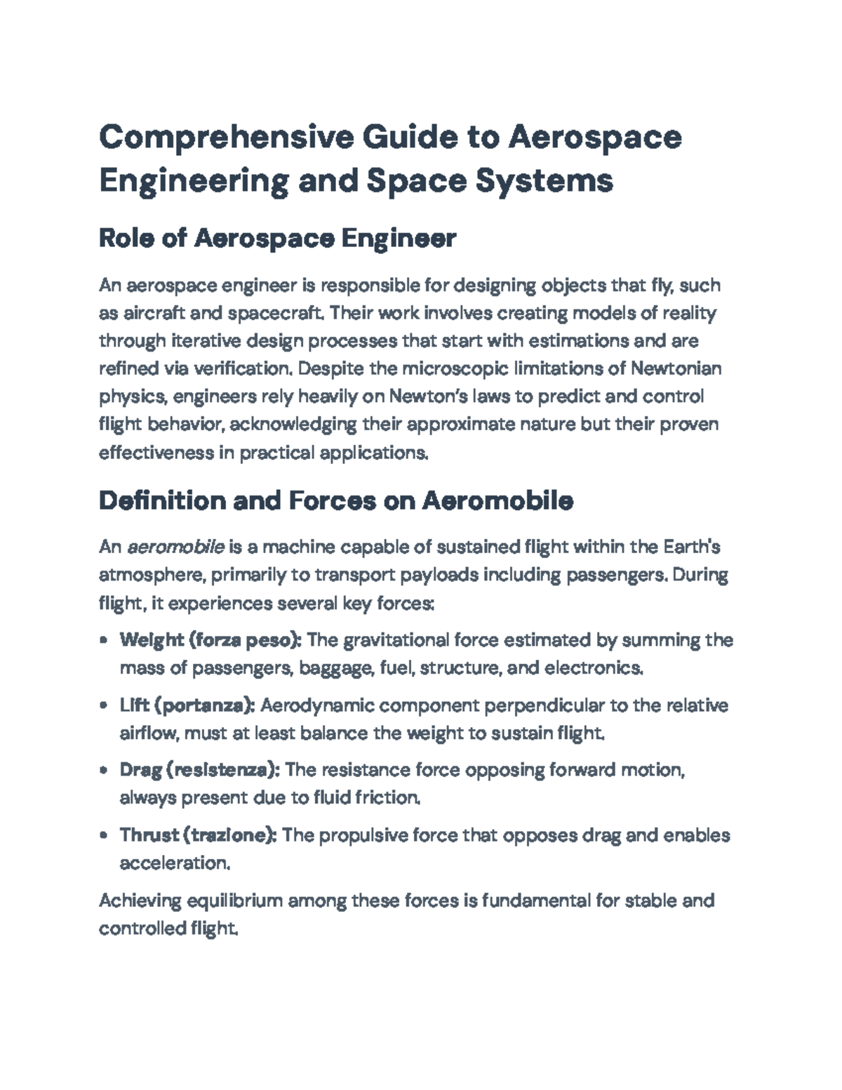 Comprehensive Guide to Aerospace Engineering (AE 101) and Space Systems ...