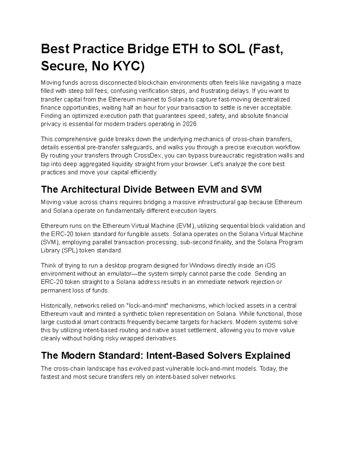 Best Practices for Bridging ETH to SOL (Fast, Secure, No KYC) - Studocu