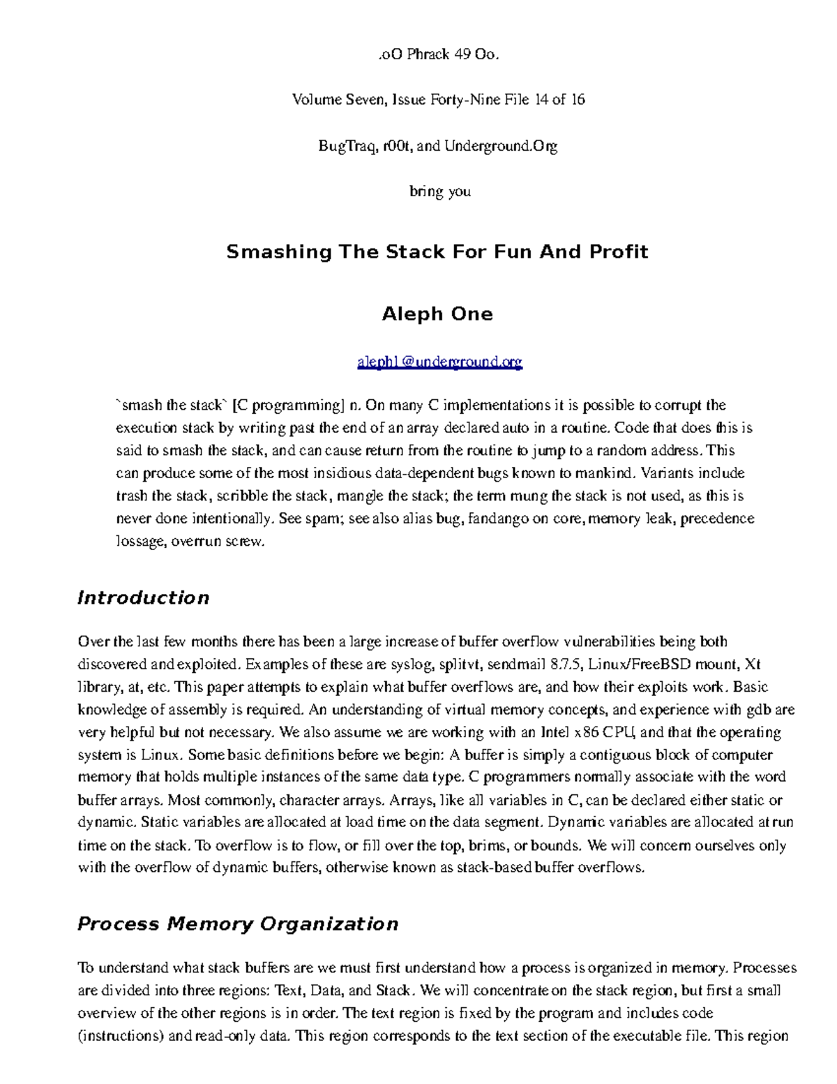 3.- Smashing The Stack For Fun And Profit: Buffer Overflow Exploits ...