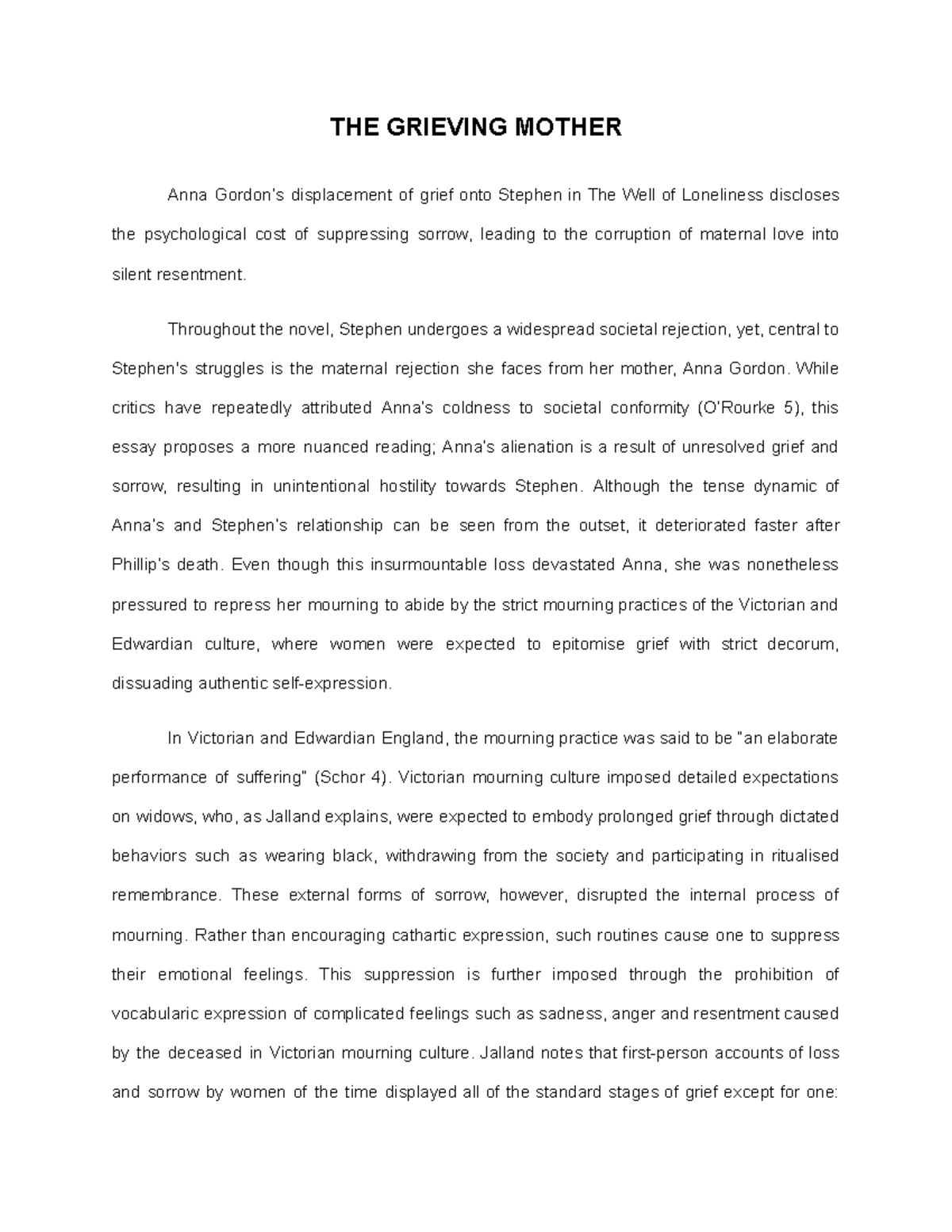 FASS2200 Essay: The Psychological Cost of Grief in The Well of ...