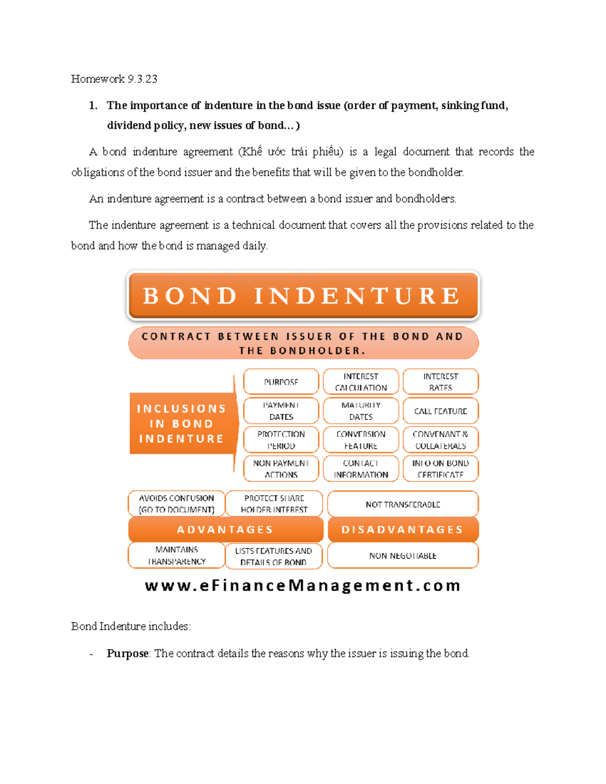 Importance of Bond Indenture - Homework 9. The importance of indenture ...