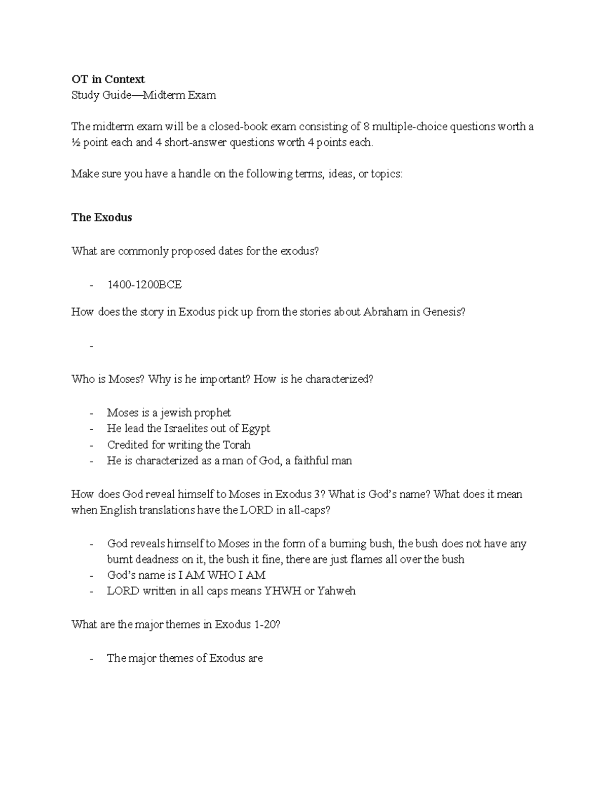 Theil-REL 101 Midterm Study Guide: Key Topics & Concepts - Studocu