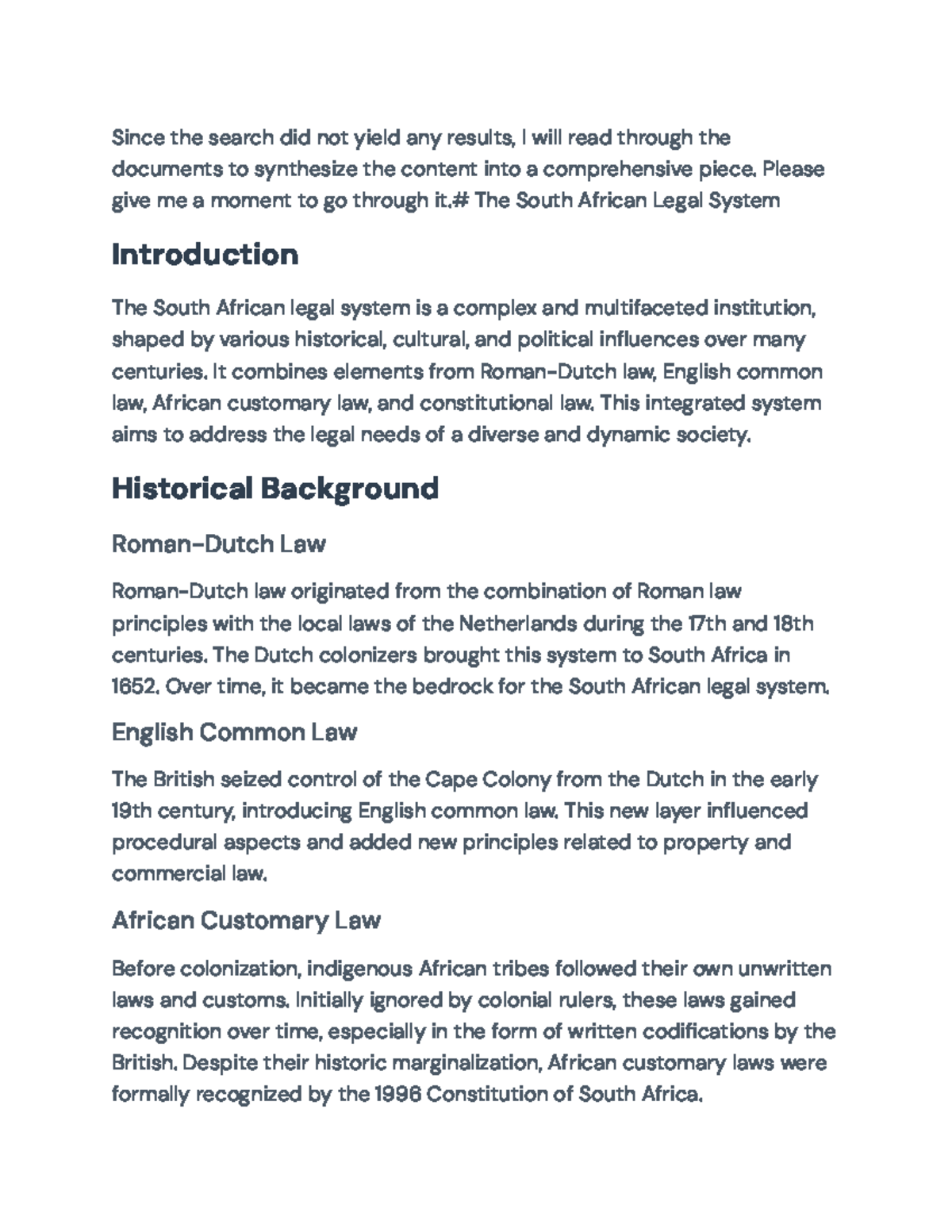 Overview of the South African Legal System: Constitutional Principles ...