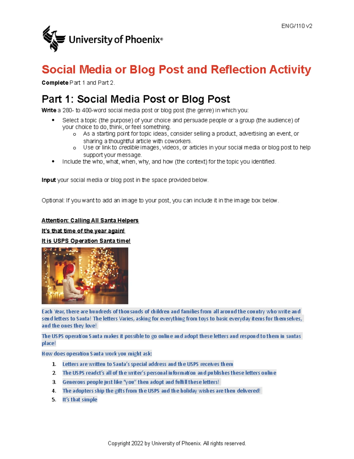 Wk 3 - ENG/110 v Social Media Post & Reflection Activity Guide - Studocu