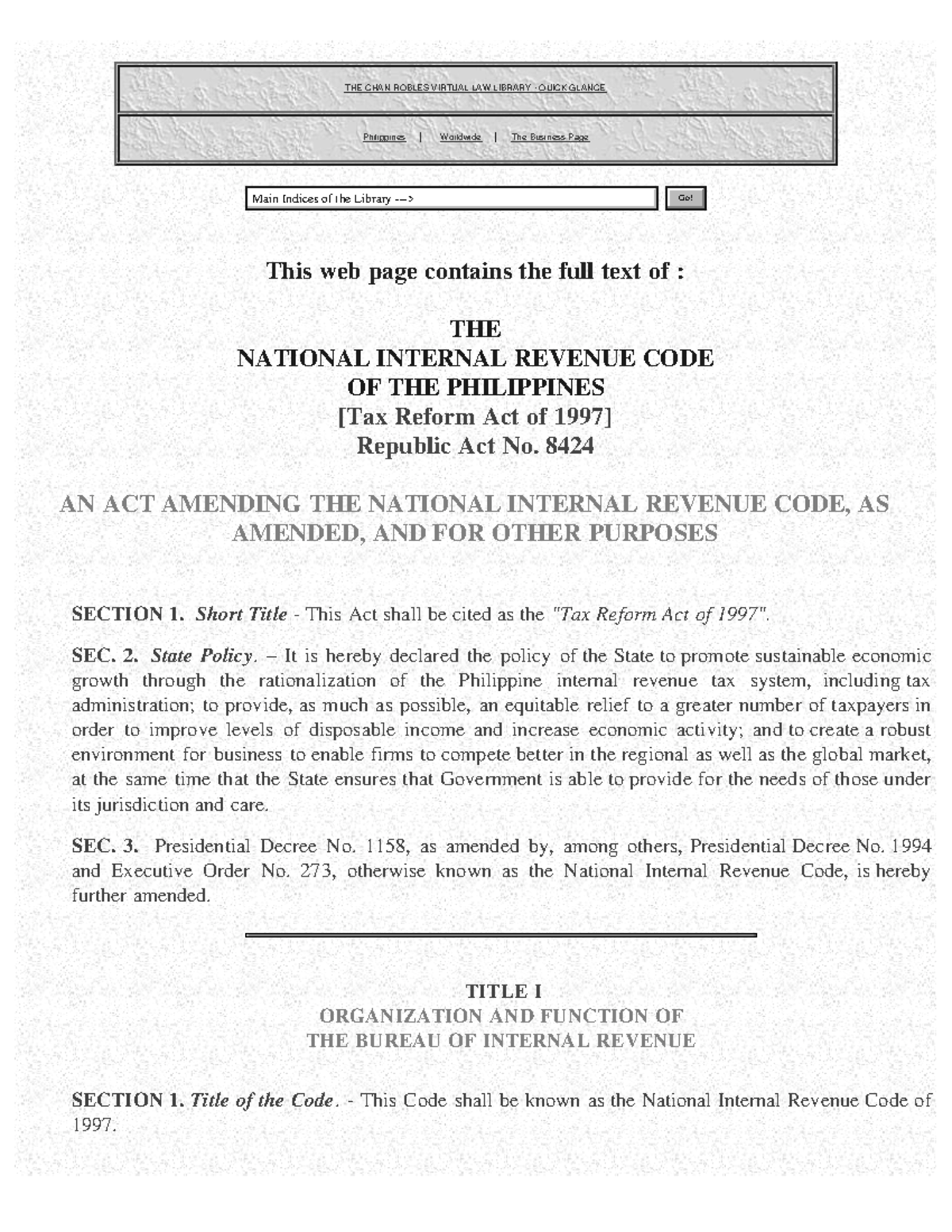 Philippine National Internal Revenue Code (NIRC) - Tax Reform Overview ...