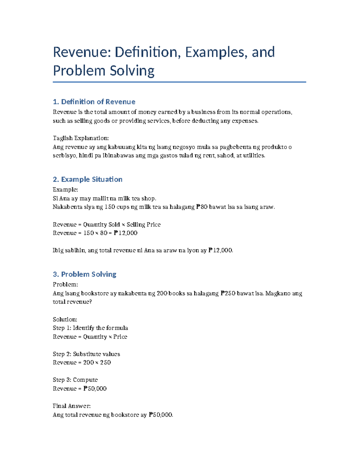 Revenue Notes: Definition, Examples, and Problem Solving - Studocu
