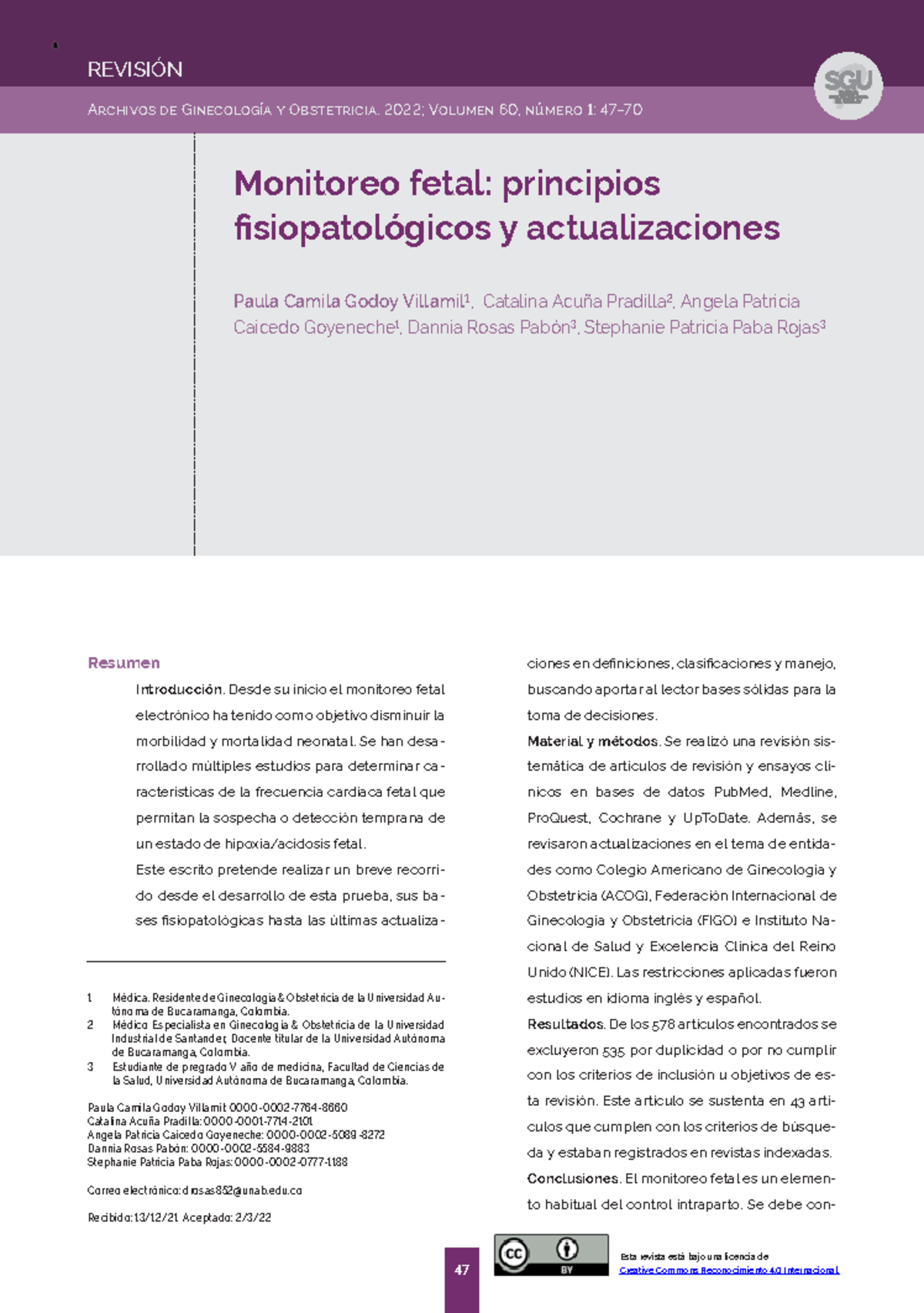 RCTG - Registro cardiotocografico - Archivos de Ginecología y ...