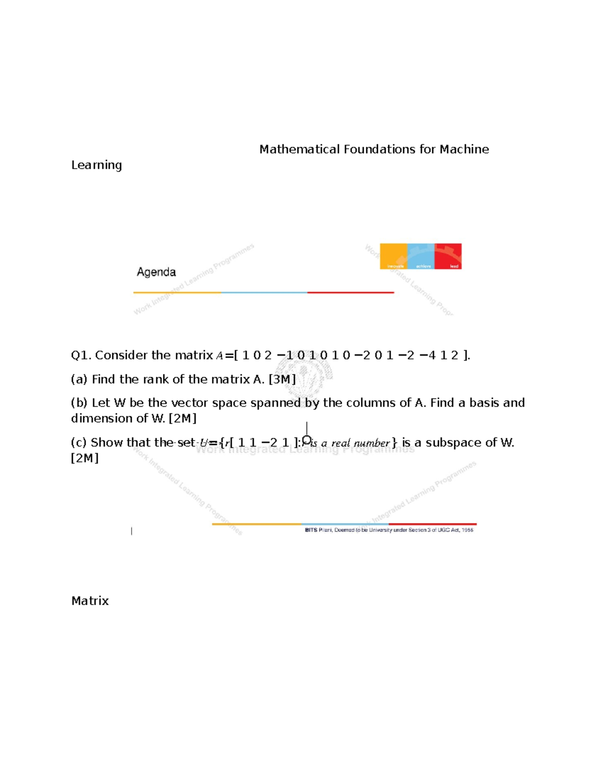Mathematical Foundations for Machine Learning - Q1 to Q6 Solutions ...