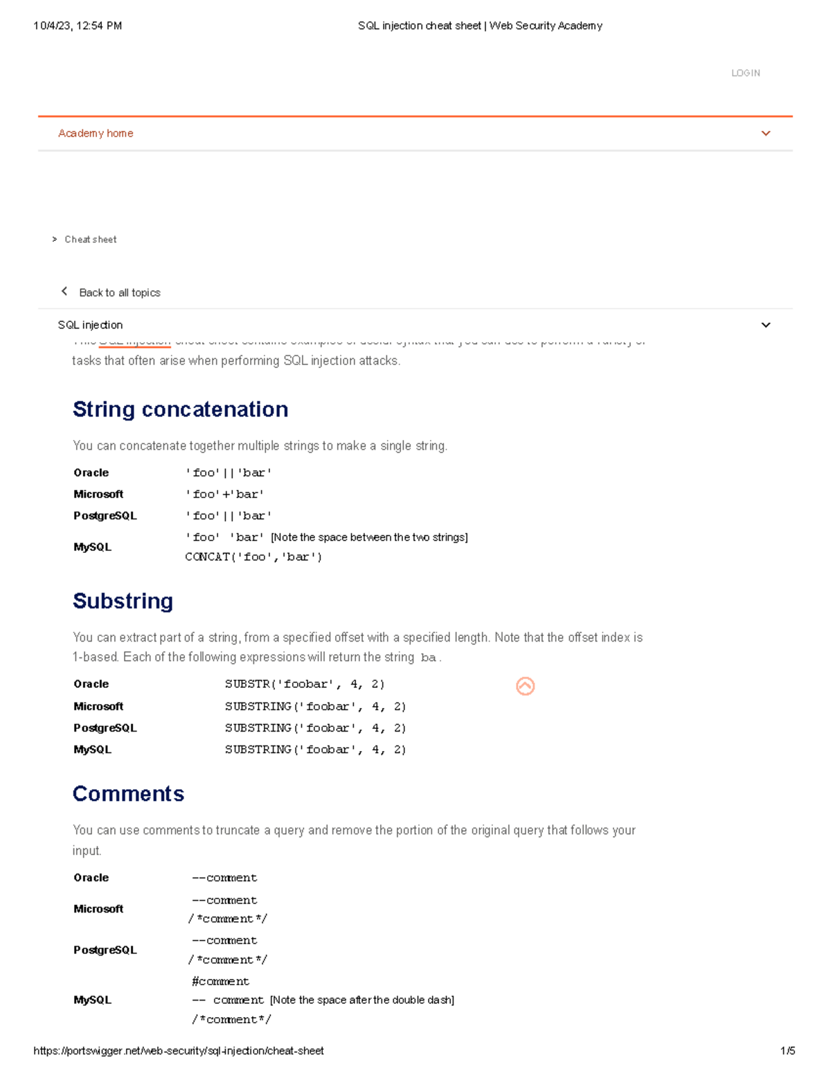 SQL Injection Cheat Sheet - Juice Shop Vulnerabilities Guide - Studocu