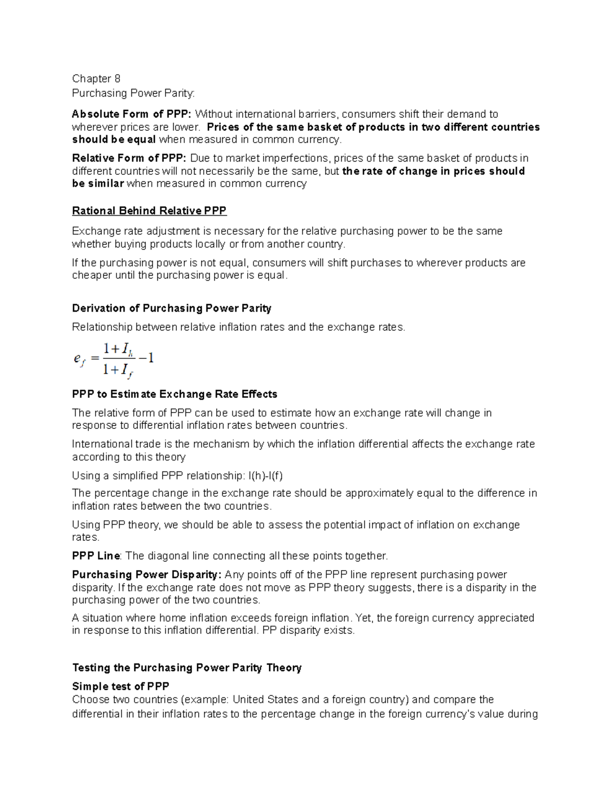 Chapter 8 Notes: Understanding Purchasing Power Parity (PPP) - Studocu