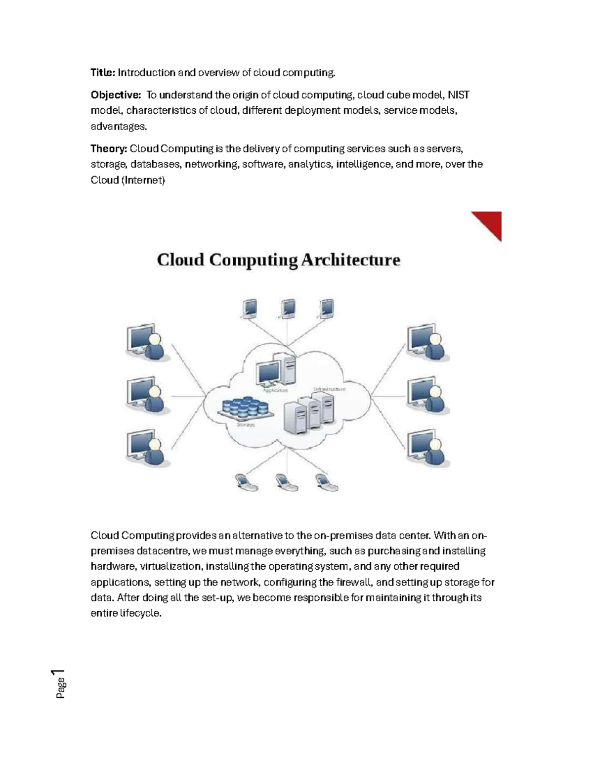 Cc1 - 1st practical cloud computing - 1 Title: Introduction and ...