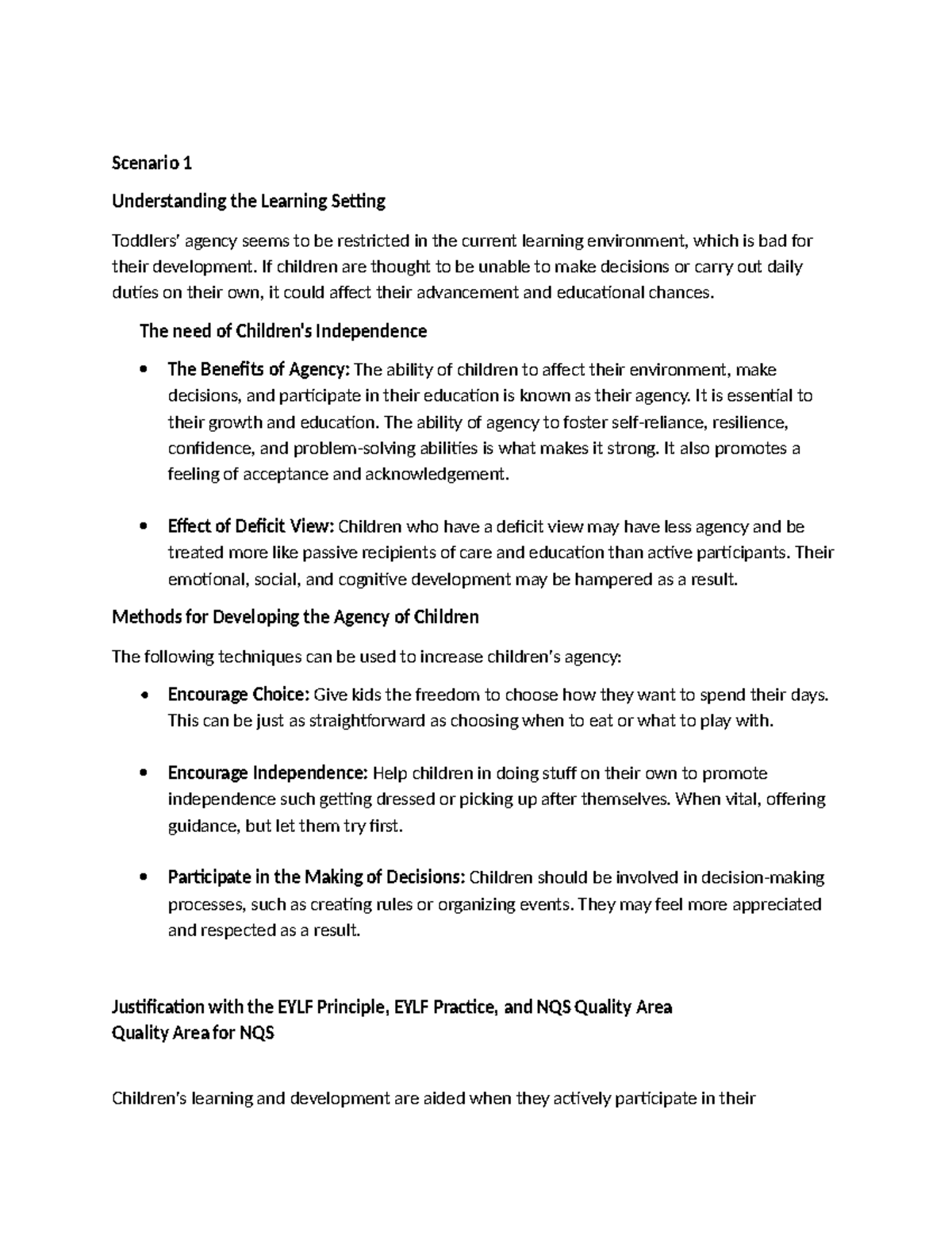 Enhancing Children's Agency in Learning Environments: Scenario 1 ...