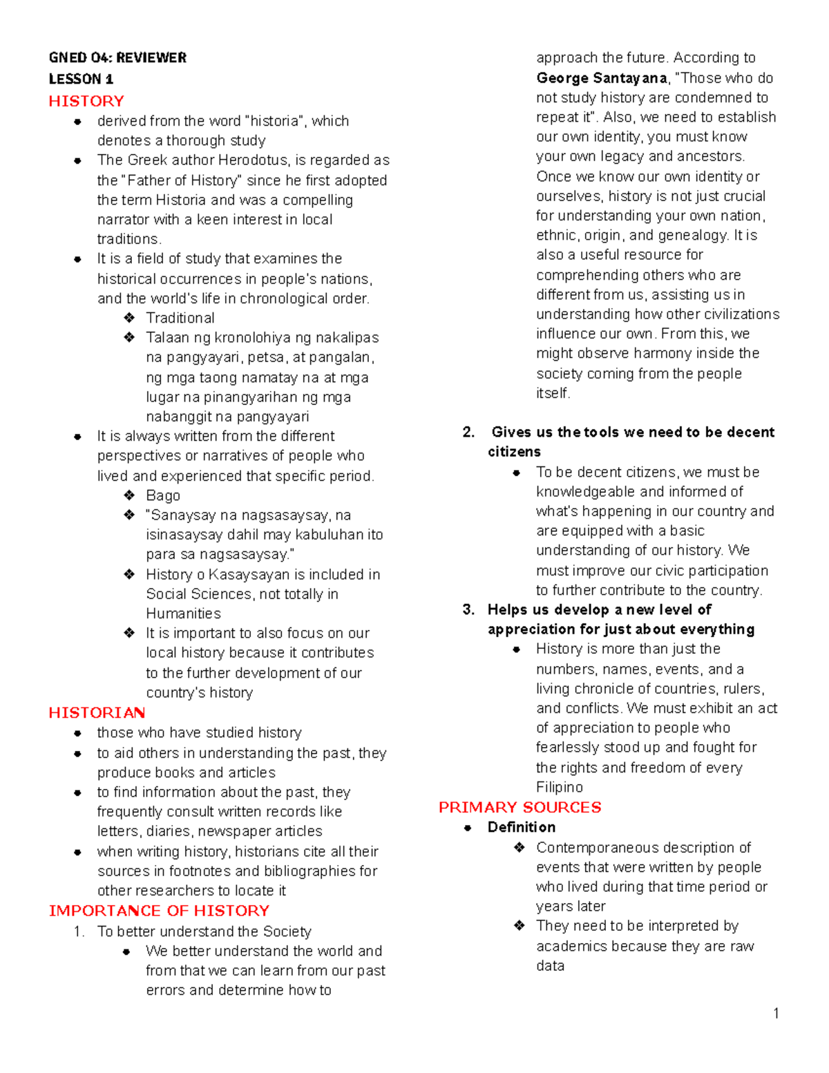 GNED O4: REVIEWER LESSONS 1-2 ON PHILIPPINE HISTORY AND CULTURE - Studocu