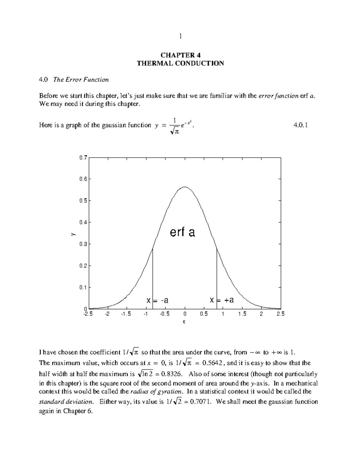 QUIZZES on the unit - CHAPTER 4 THERMAL CONDUCTION 4 The Error Function ...