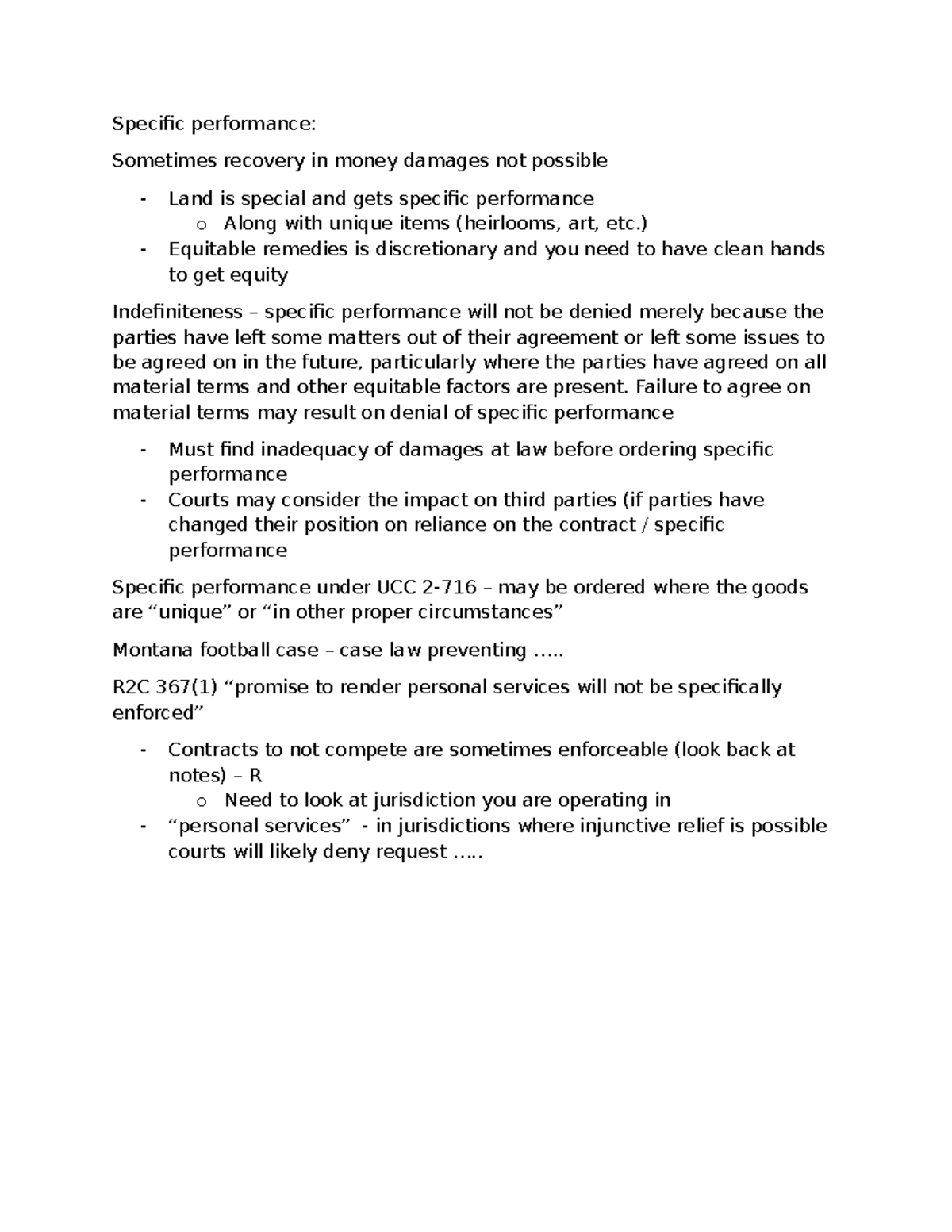 Specific Performance: Equitable Remedies and Legal Considerations - Studocu