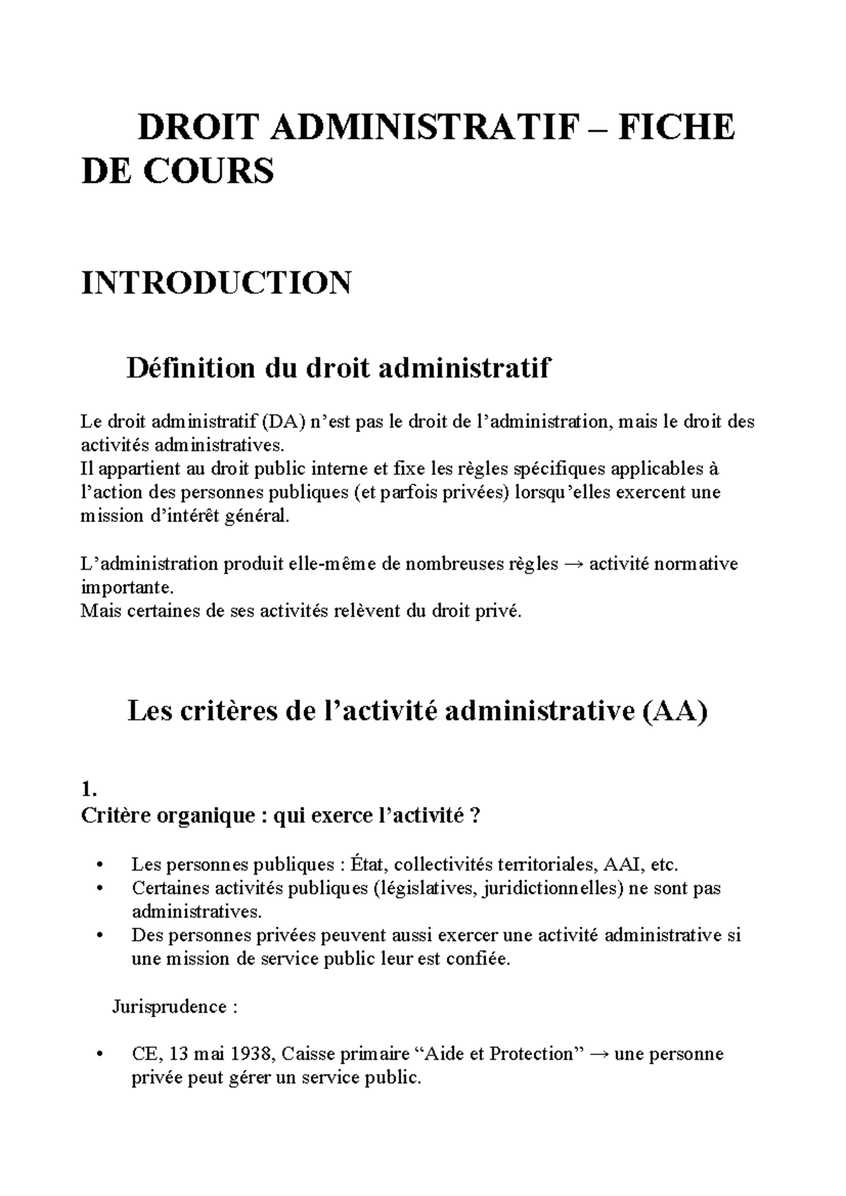 Fiche de Cours - DROIT ADMINISTRATIF (GE DA) - Studocu