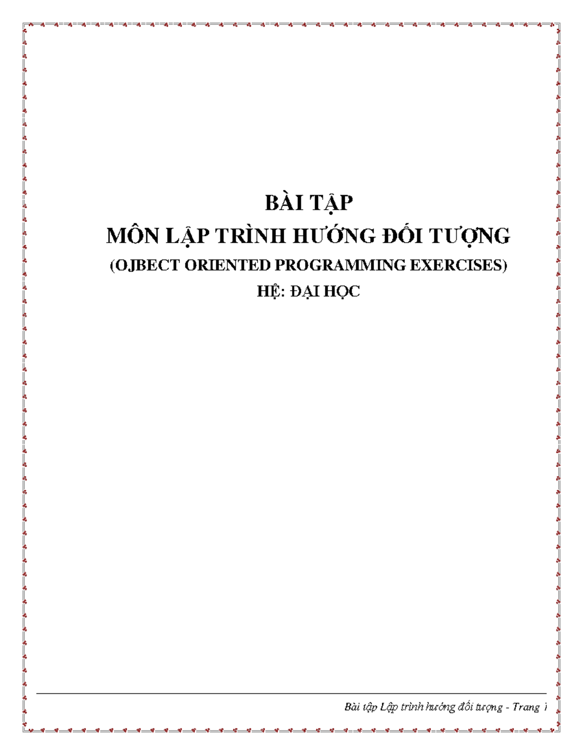 BT Lthdt 2022: Lập Trình Hướng Đối Tượng - Bài Tập Java Căn Bản - Studocu