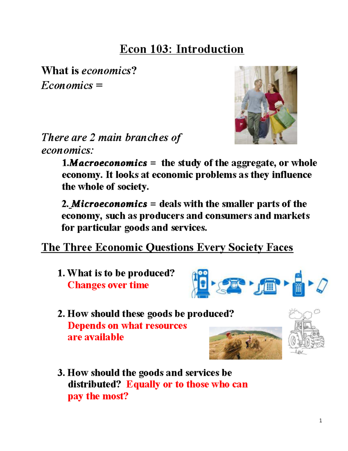 Econ 103: Ch 1 Lecture Notes on Economic Principles and Concepts - Studocu